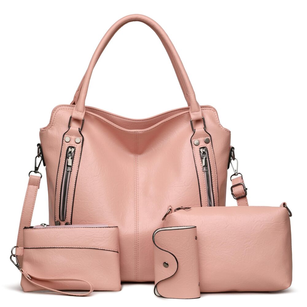2379 Purses Large Tote Handbag Set Faux Leather Hobo Crossbody Bag 4pcs
